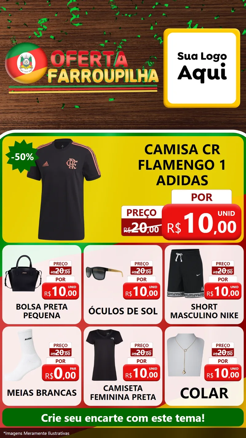 Modelo de Rede Social para Stories com o tema Oferta Farroupilha para Roupas e acessórios