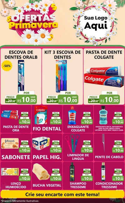 Modelo de Encarte para Encarte Grande com o tema Ofertas de Primavera para Higiene Pessoal
