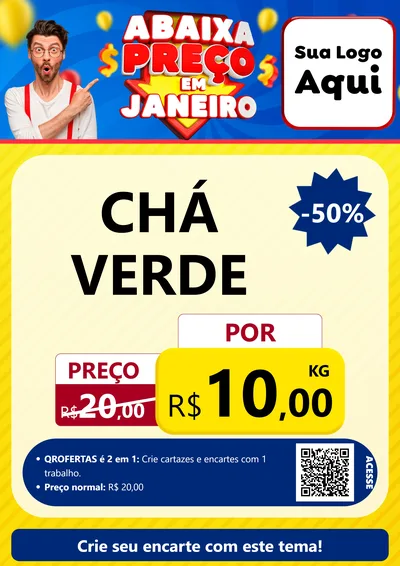 Modelo de Cartaz para Cartaz A4 Vertical com o tema Abaixa Preço em Janeiro para Produtos Naturais