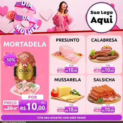 Modelo de Rede Social para Feed Facebook com o tema Dia da Mulher para Frios e Laticínios