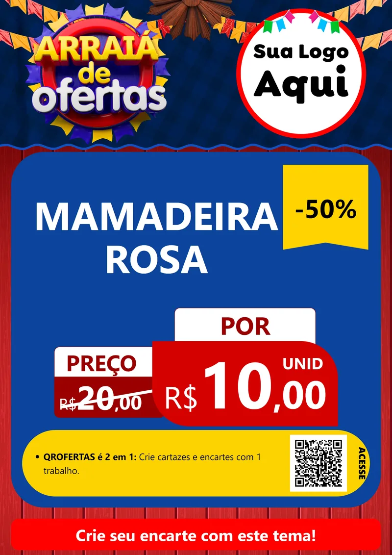 Modelo de Cartaz para Cartaz A4 Vertical com o tema Arraiá de Ofertas para Bebês