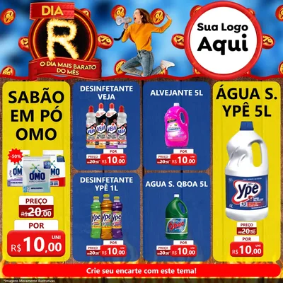 Modelo de Rede Social para Feed Facebook com o tema Dia R - O Dia Mais Barato Do Mês para Produtos de Limpeza
