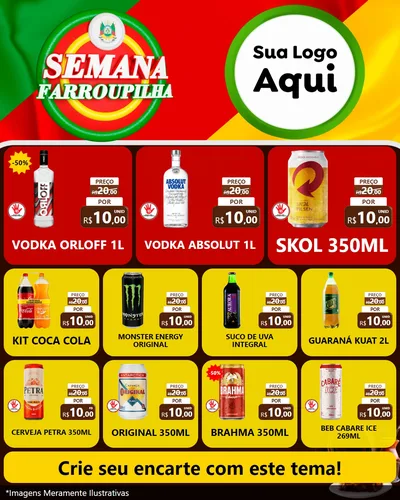Modelo de Rede Social para Feed Instagram com o tema Semana Farroupilha para Distribuidora de bebidas