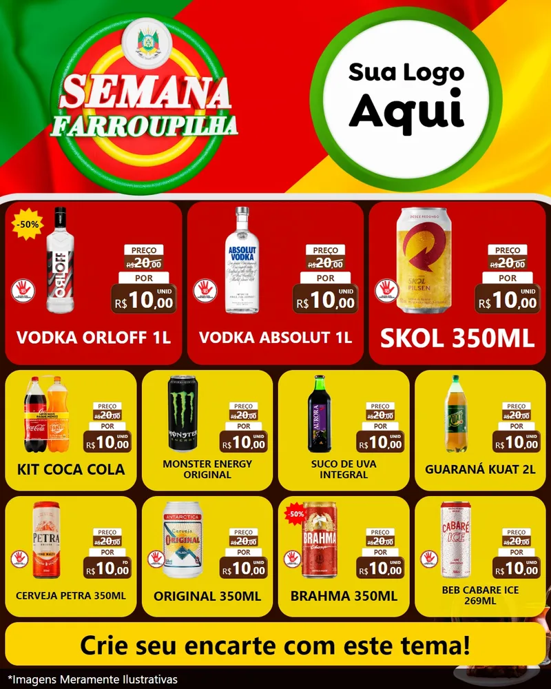 Modelo de Rede Social para Feed Instagram com o tema Semana Farroupilha para Distribuidora de bebidas