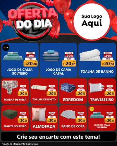 Modelo de Rede Social para Feed Instagram com o tema Oferta do Dia para Cama, Mesa e Banho