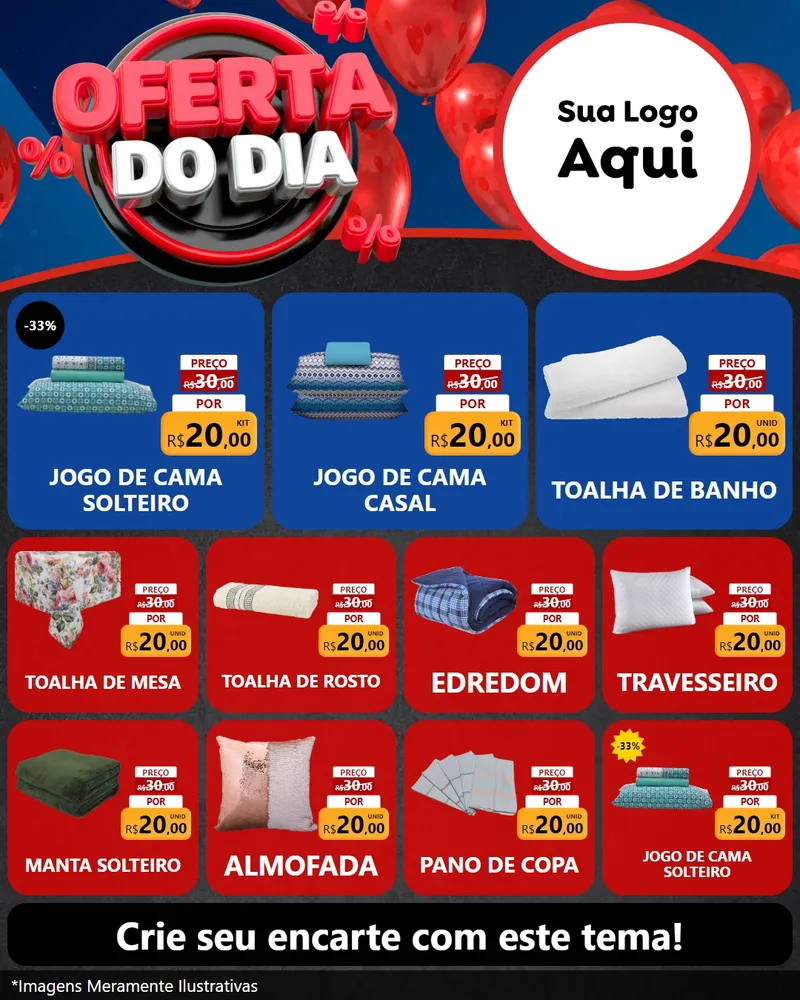Modelo de Rede Social para Feed Instagram com o tema Oferta do Dia para Cama, Mesa e Banho