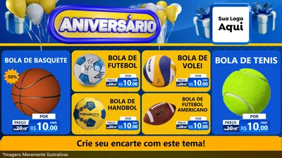 Modelo de TV para TV Horizontal com o tema Aniversário para Artigos Esportivos