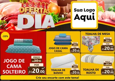 Modelo de Encarte para Encarte A4 Horizontal com o tema Ofertas do Dia para Cama, Mesa e Banho