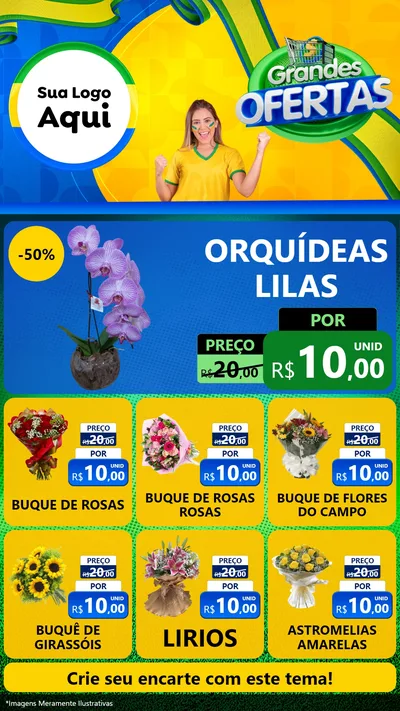 Modelo de Rede Social para Stories com o tema Grandes Ofertas para Floricultura e jardim