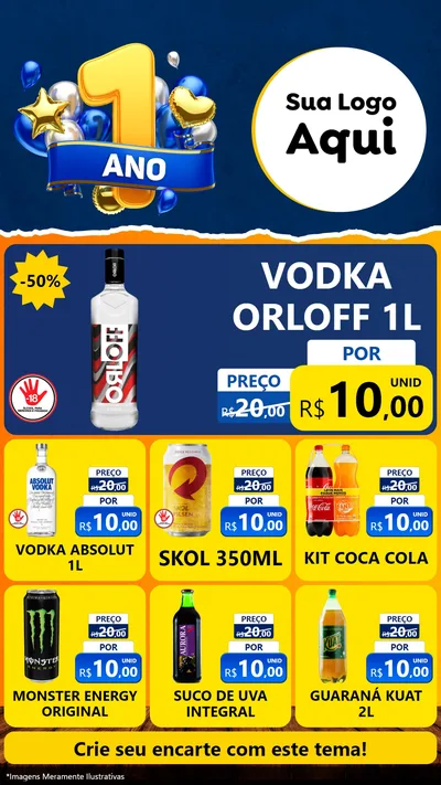 Modelo de Rede Social para Stories com o tema Um Ano de Aniversário para Distribuidora de bebidas