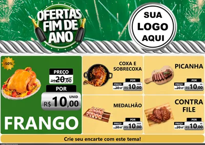 Modelo de Encarte para Encarte A4 Horizontal com o tema Ofertas Fim de Ano para Assados