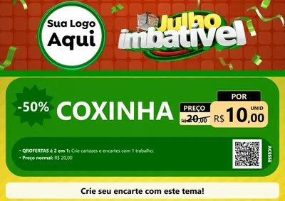 Modelo de Cartaz para Cartaz A4 Horizontal com o tema Julho Imbatível para Salgadaria