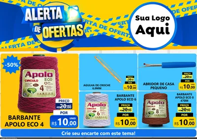Modelo de Encarte para Encarte A4 Horizontal com o tema Alerta de Ofertas para Armarinho e Aviamentos