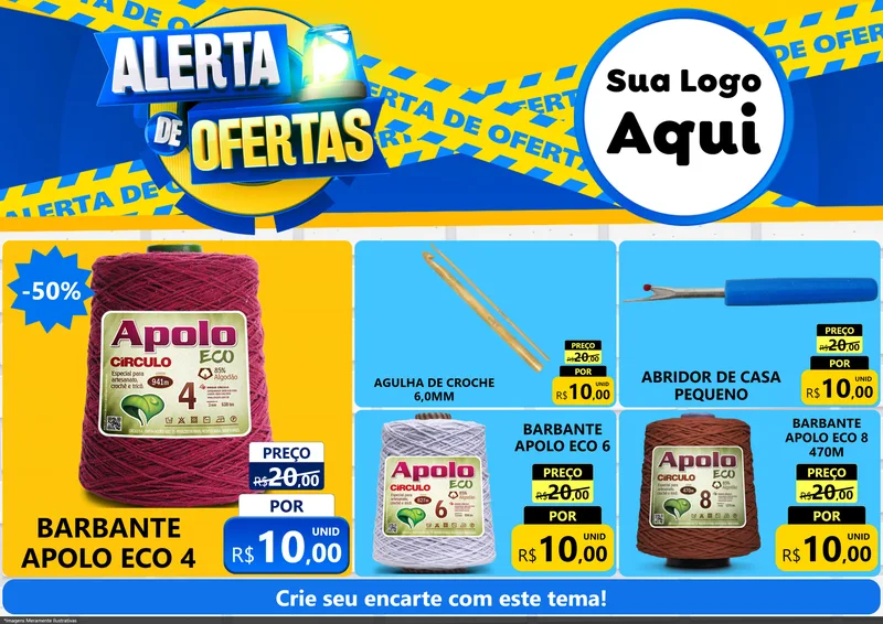 Modelo de Encarte para Encarte A4 Horizontal com o tema Alerta de Ofertas para Armarinho e Aviamentos