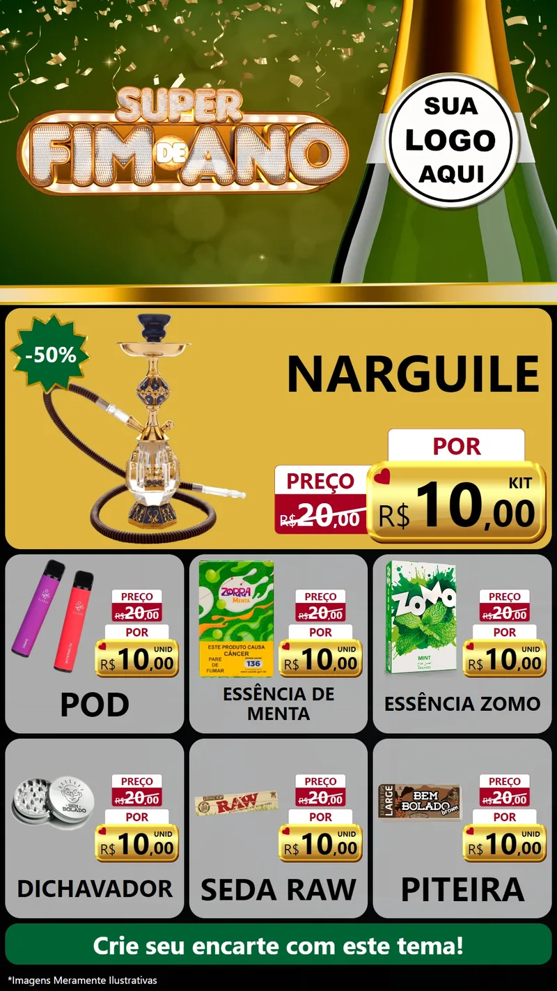 Modelo de Rede Social para Stories com o tema Super Fim de Ano para Tabacaria