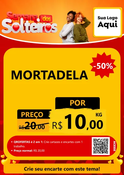 Modelo de Cartaz para Cartaz A4 Vertical com o tema Semana dos Solteiros para Frios e Laticínios