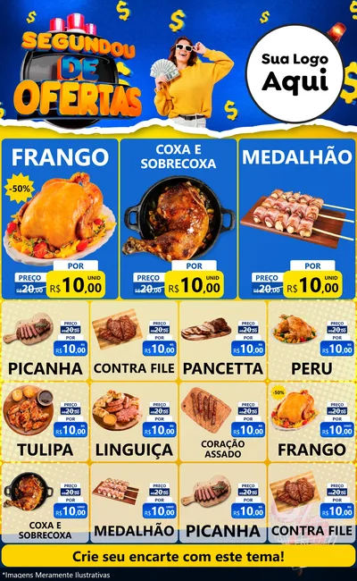 Modelo de Encarte para Encarte Grande com o tema Segundou de Ofertas para Assados