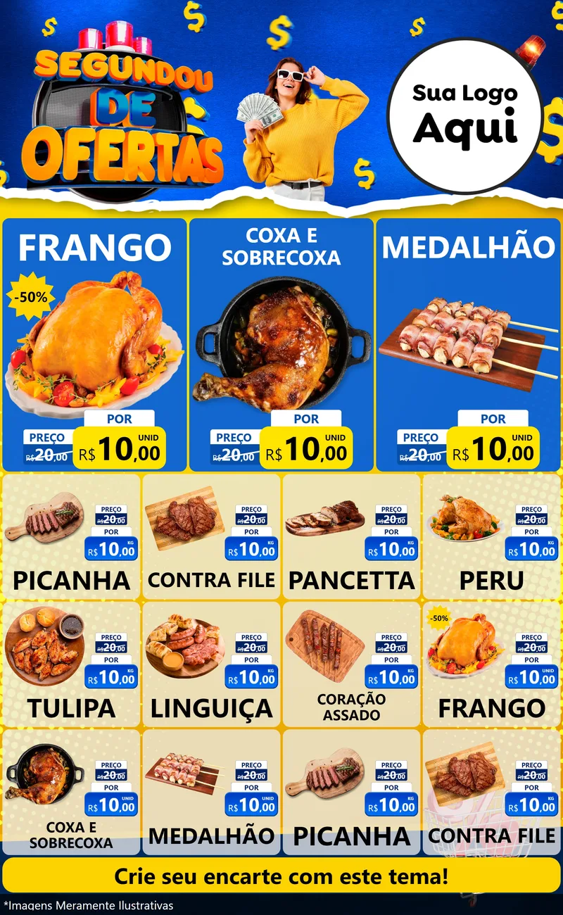 Modelo de Encarte para Encarte Grande com o tema Segundou de Ofertas para Assados