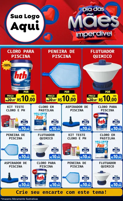 Modelo de Encarte para Encarte Grande com o tema Dia Das Mães Imperdível para Produtos para Piscina