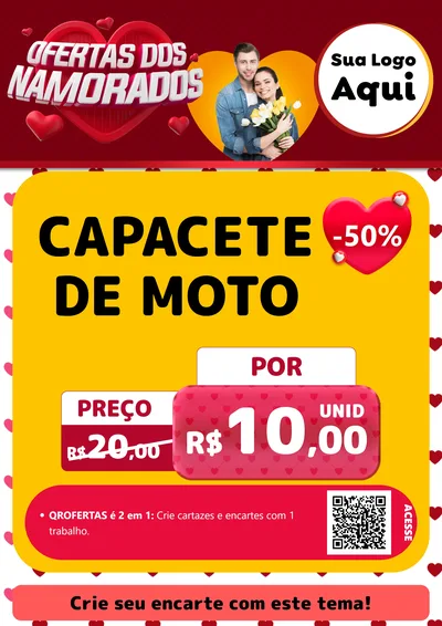 Modelo de Cartaz para Cartaz A4 Vertical com o tema Ofertas Dos Namorados para Moto peças