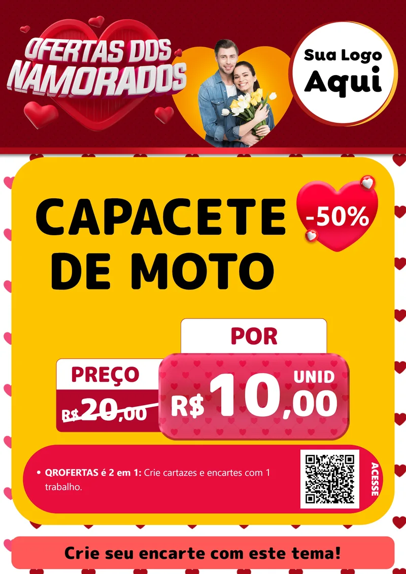 Modelo de Cartaz para Cartaz A4 Vertical com o tema Ofertas Dos Namorados para Moto peças