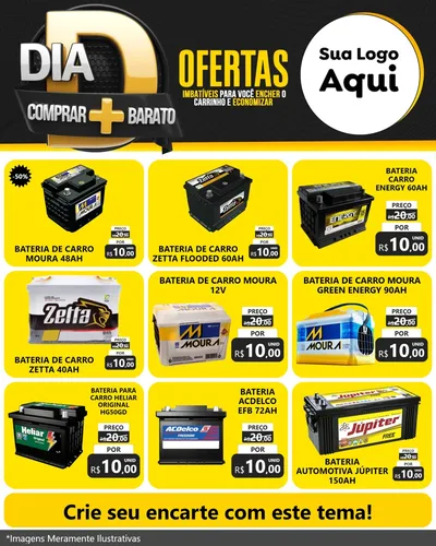 Modelo de Rede Social para Feed Instagram com o tema Dia D Mais Economia para Baterias Elétricas