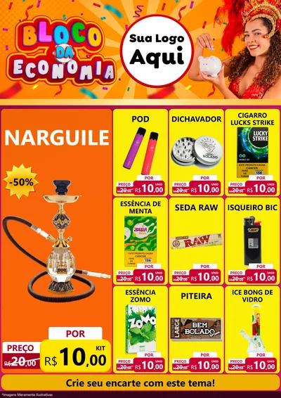 Modelo de Encarte para Encarte A4 Vertical com o tema Bloco da Economia para Tabacaria