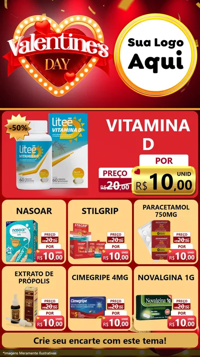 Modelo de Rede Social para Stories com o tema Valentine's Day para Farmácia