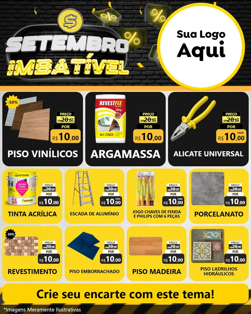 Modelo de Rede Social para Feed Instagram com o tema Setembro Imbatível para Material para Construção