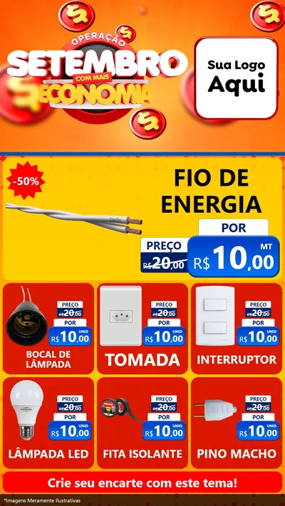 Modelo de Rede Social para Stories com o tema Operação Setembro Com Muita Economia para Materiais Elétricos