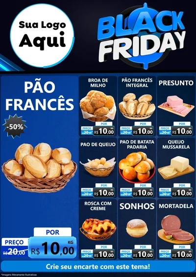 Modelo de Encarte para Encarte A4 Vertical com o tema Black Friday para Padaria