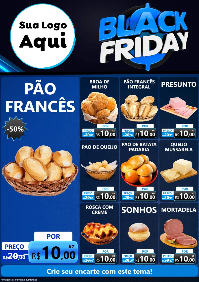 Modelo de Encarte para Encarte A4 Vertical com o tema Black Friday para Padaria