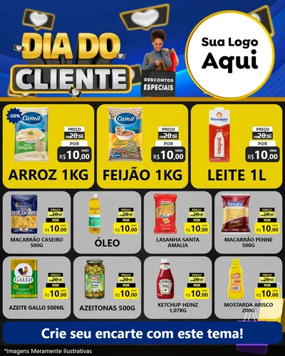 Modelo de Rede Social para Feed Instagram com o tema Dia Do Cliente para Supermercado