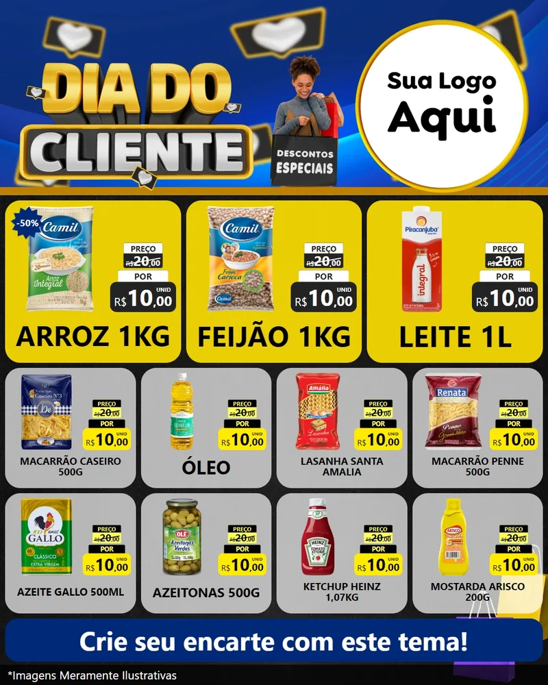 Modelo de Rede Social para Feed Instagram com o tema Dia Do Cliente para Supermercado