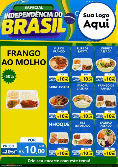 Modelo de Encarte para Encarte A4 Vertical com o tema Especial Independência do Brasil para Restaurante