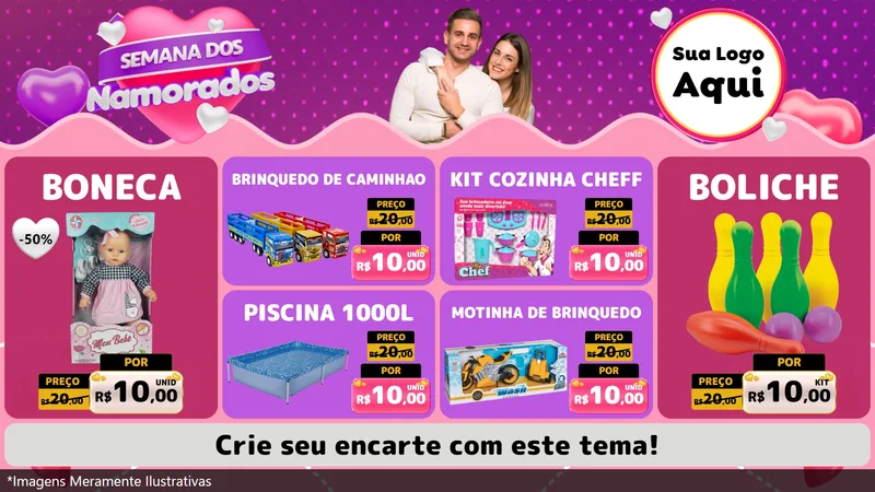 Modelo de TV para TV Horizontal com o tema Semana dos Namorados para Brinquedos
