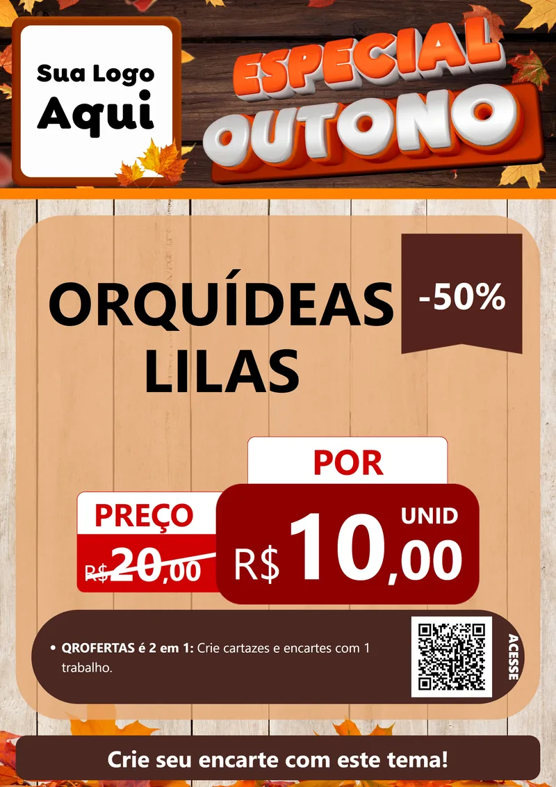 Modelo de Cartaz para Cartaz A4 Vertical com o tema Especial Outono para Floricultura e jardim