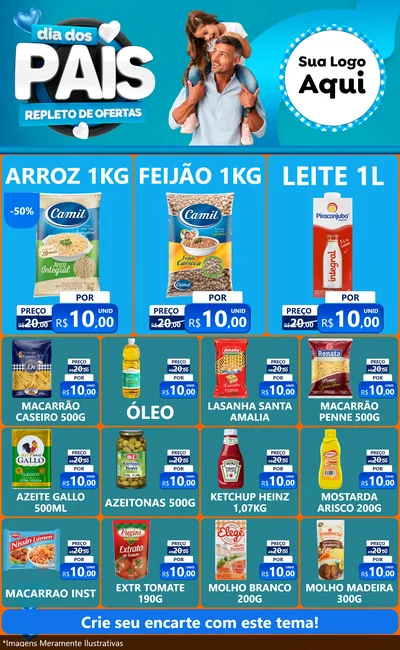 Modelo de Encarte para Encarte Grande com o tema Dia Dos Pais Repleto de Ofertas para Supermercado