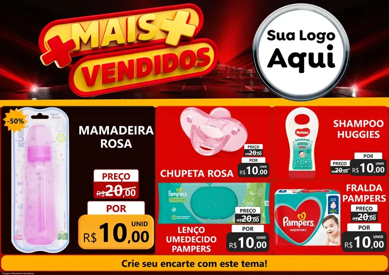 Modelo de Encarte para Encarte A4 Horizontal com o tema Mais Vendidos para Bebês