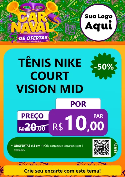 Modelo de Cartaz para Cartaz A4 Vertical com o tema Carnaval de Ofertas para Calçados