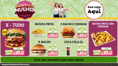Modelo de TV para TV Horizontal com o tema Para Você Mulher para Hamburgueria