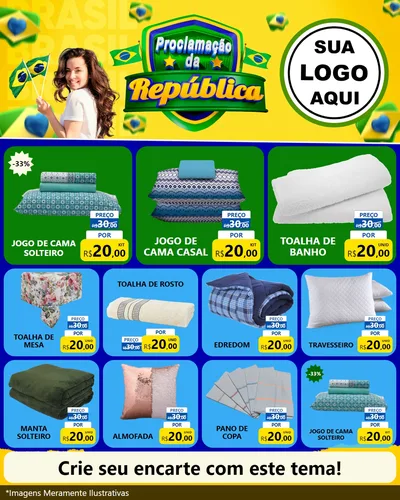 Modelo de Rede Social para Feed Instagram com o tema Proclamação da República para Cama, Mesa e Banho
