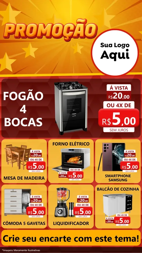 Modelo de Rede Social para Stories com o tema Promoção para Móveis e Eletro