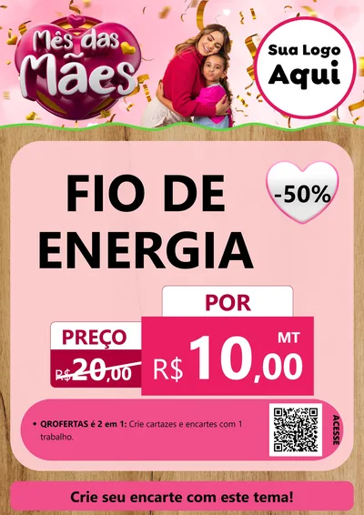 Modelo de Cartaz para Cartaz A4 Vertical com o tema Mês das Mães para Materiais Elétricos