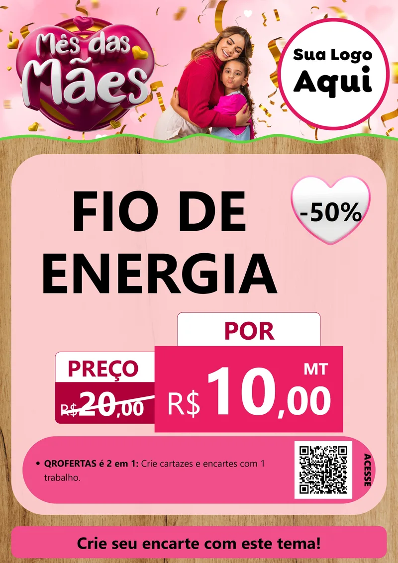 Modelo de Cartaz para Cartaz A4 Vertical com o tema Mês das Mães para Materiais Elétricos