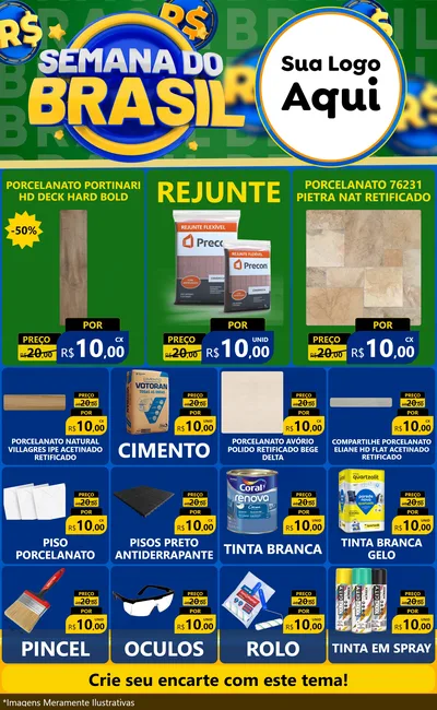 Modelo de Encarte para Encarte Grande com o tema Semana Do Brasil para Pisos e revestimentos