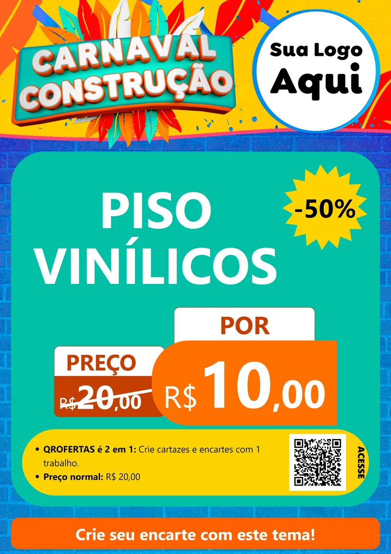 Modelo de Cartaz para Cartaz A4 Vertical com o tema Carnaval Construção para Material para Construção