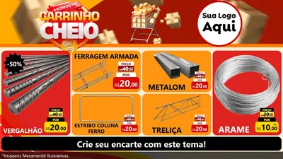 Modelo de TV para TV Horizontal com o tema Promoção carrinho cheio para Ferragens
