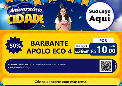 Modelo de Cartaz para Cartaz A4 Horizontal com o tema Aniversário da Cidade para Armarinho e Aviamentos