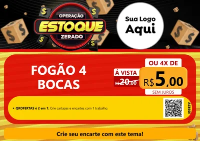 Modelo de Cartaz para Cartaz A4 Horizontal com o tema Operação Estoque Zerado para Móveis e Eletro
